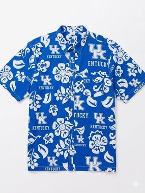 Kentucky Blue Floral Short-Sleeve Button-Down Shirt - Men’s XXL